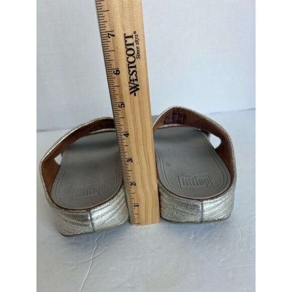 Fitflop LuLu Platform Vegan Slides Silver Slip On Comfort Dual Strap Sandals 7 - Picture 5 of 12